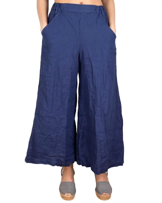 Cargo women trousers with multiple pockets for added functionalityWendy Cropped Linen Pant In Marine Cargo women trousers with multiple pockets for added functionalityWendy Cropped Linen Pant In Marine