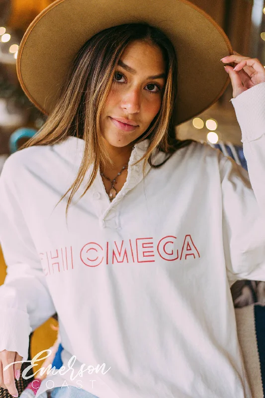 Plus Size Women T Shirt for a Comfortable and Flattering FitPlus Size Women T Shirt for a Comfortable and Flattering FitChi Omega White Long Sleeve Henley Plus Size Women T Shirt for a Comfortable and Flattering FitPlus Size Women T Shirt for a Comfortable and Flattering FitChi Omega White Long Sleeve Henley