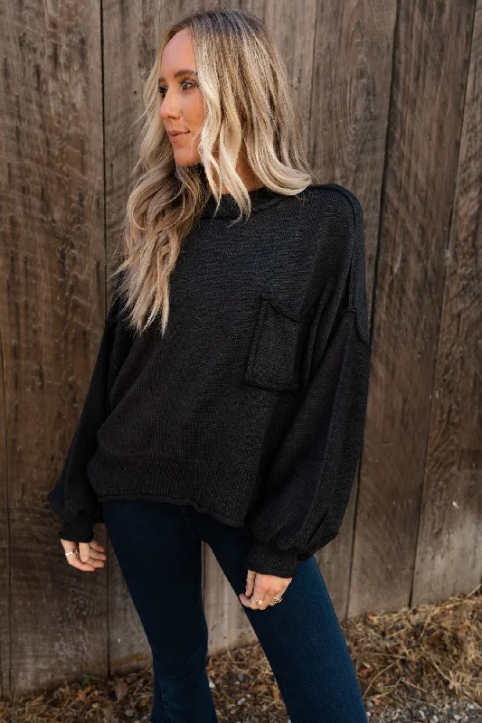 Lightweight Women Sweater for Spring and FallLightweight Women Sweater for Spring and FallFireside Talks Balloon Sleeve Sweater - Black Lightweight Women Sweater for Spring and FallLightweight Women Sweater for Spring and FallFireside Talks Balloon Sleeve Sweater - Black