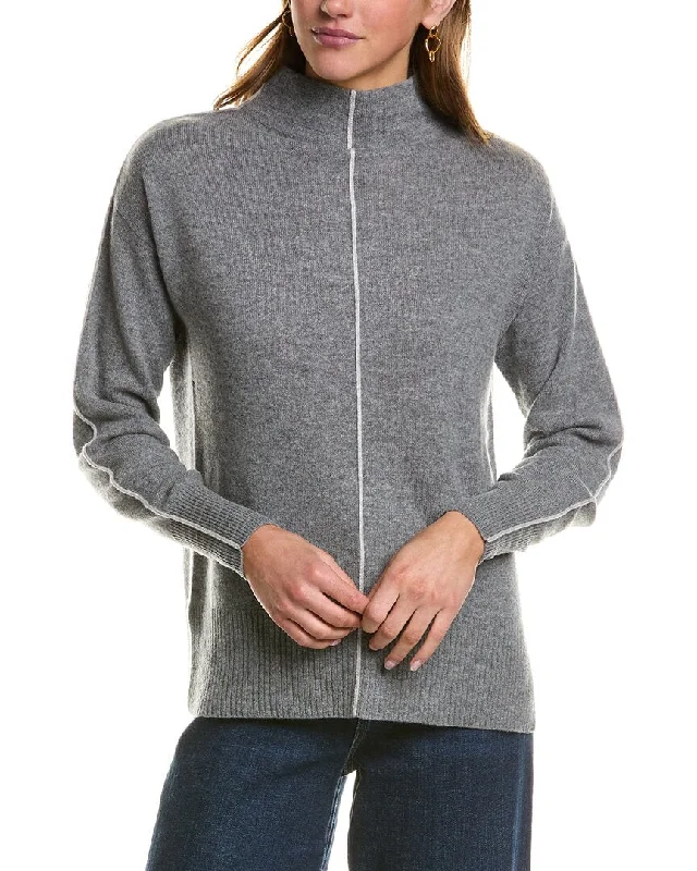 Open - Front Women Sweater for Easy LayeringOpen - Front Women Sweater for Easy LayeringInCashmere Tipped Mock Neck Cashmere Sweater Open - Front Women Sweater for Easy LayeringOpen - Front Women Sweater for Easy LayeringInCashmere Tipped Mock Neck Cashmere Sweater