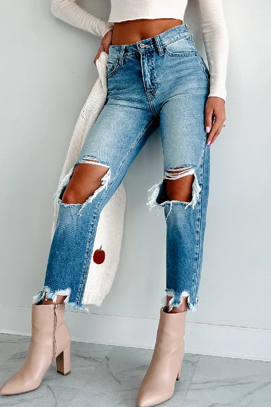 Ripped women jeans for a rebellious and fashion - forward style Eliana High Rise Distressed Kancan Mom Jeans (Medium) Ripped women jeans for a rebellious and fashion - forward style Eliana High Rise Distressed Kancan Mom Jeans (Medium)
