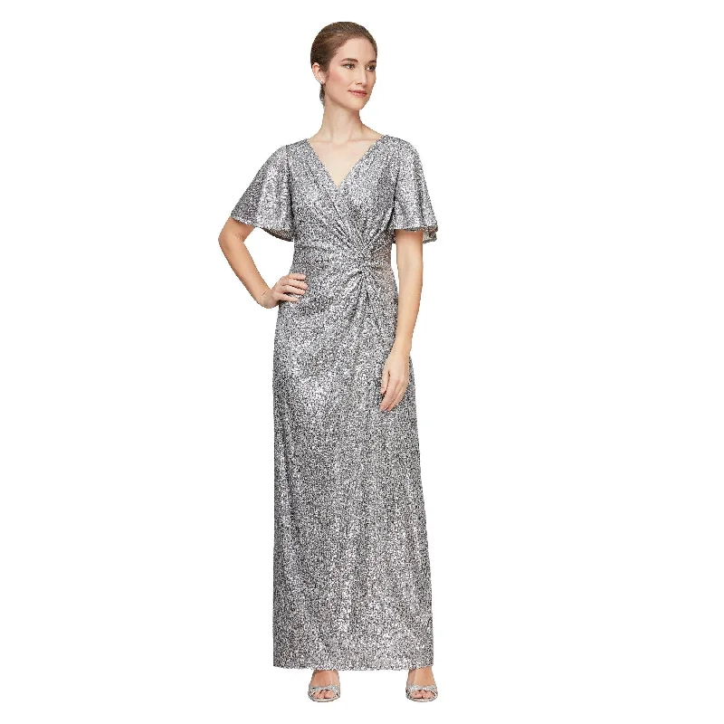 Lace - Embellished Women Dress for an Elegant and Sophisticated AppearanceLace - Embellished Women Dress for an Elegant and Sophisticated AppearanceAlex Evenings AE8196677 Long Silver Formal Dress